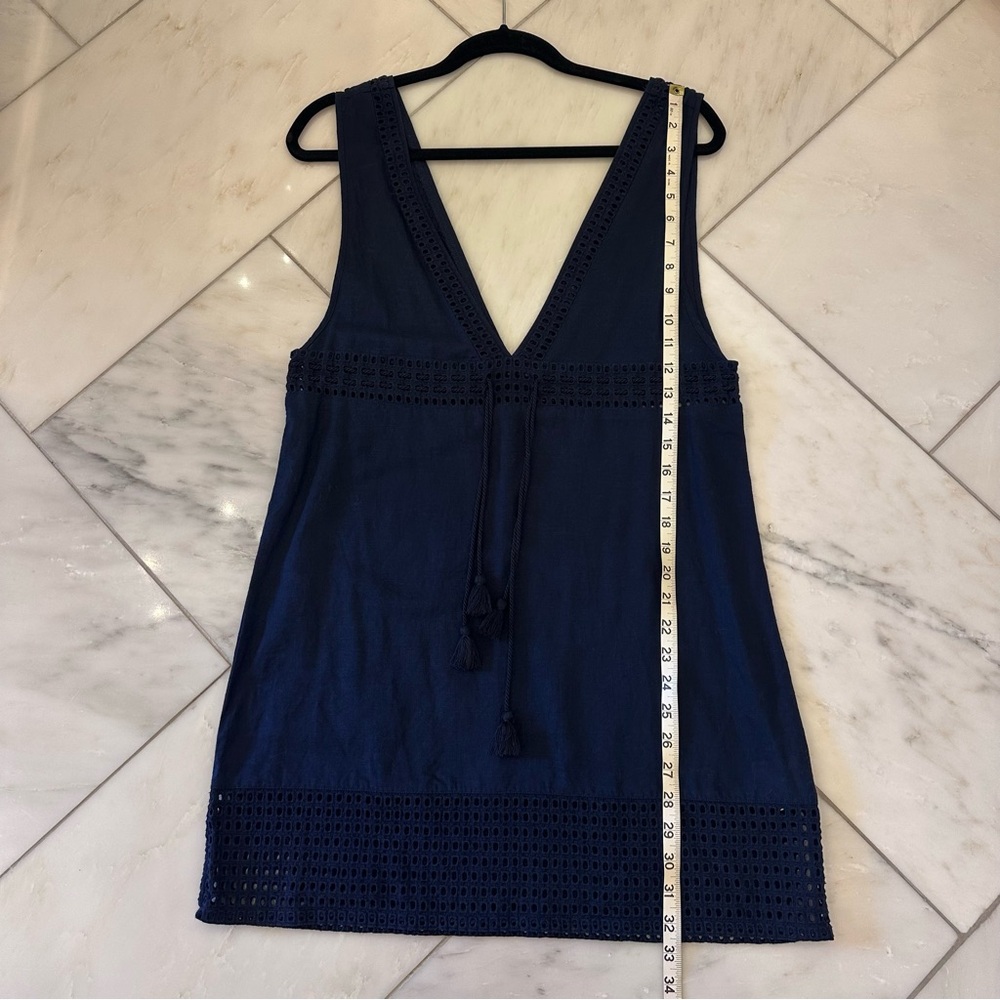 J. Crew Deep V Blue Swim Cover-Up XS linen cotton blend - Picture 9 of 11